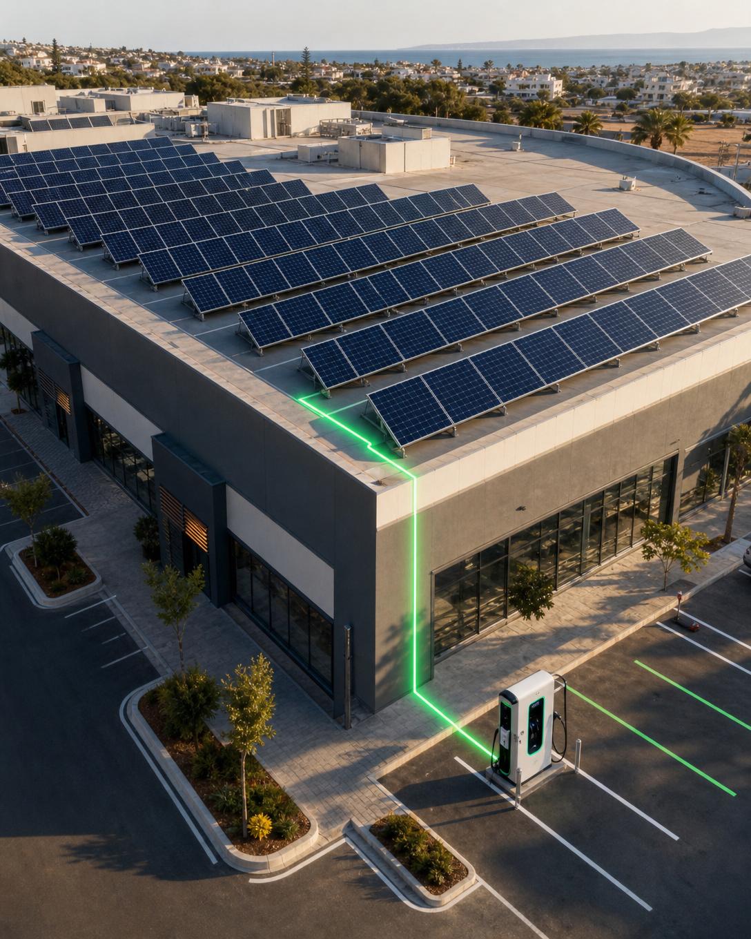 PV rooftop feeding EV chargers